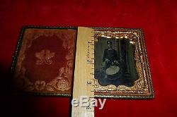 Great CIVIL War Era Cased Tintype Photo Of Union Drummer Boy With Zouave Shirt