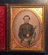 Great Civil War 1/4 Plate Cased Tintype Of A Union Cavalryman With Sword