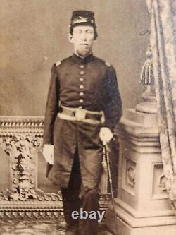 Great studio view CDV of a Federal officer with a sword taken in Buffalo NY