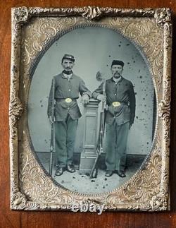 HALF PLATE Tintype Armed Civil War Soldiers