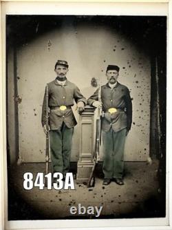 HALF PLATE Tintype Armed Civil War Soldiers