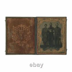 Half Plate Civil War Tintype Featuring 3 Identified Officers of 80th Indiana Reg