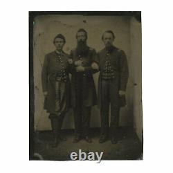 Half Plate Civil War Tintype Featuring 3 Identified Officers of 80th Indiana Reg