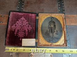 Half Plate Tintype Civil War Identified Soldier Cannon Encampment Backdrop
