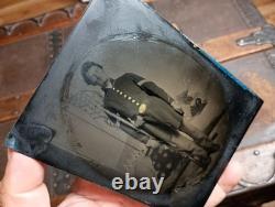 Half Plate Tintype Civil War Identified Soldier Cannon Encampment Backdrop