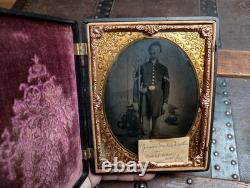 Half Plate Tintype Civil War Identified Soldier Cannon Encampment Backdrop