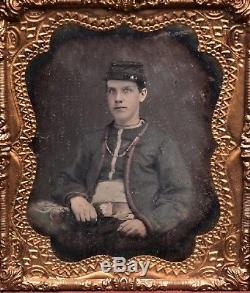 Hawkins Zouave 6th Plate Daguerreotype Teenage Civil War Soldier Photo