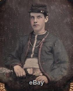 Hawkins Zouave 6th Plate Daguerreotype Teenage Civil War Soldier Photo