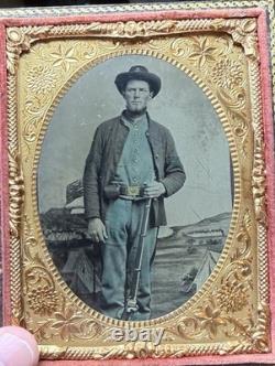 ID'D 1/4 Civil War 8th Company 1st New York Sharpshooters Tintype Photo w Berdan