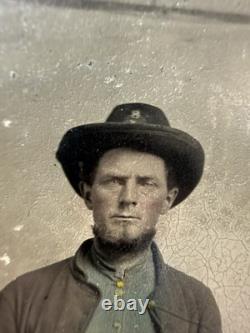 ID'D 1/4 Civil War 8th Company 1st New York Sharpshooters Tintype Photo w Berdan