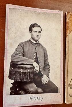 ID'd 1st NH Cavalry Civil War Soldier with Battle Flag Rare CDV Set 1860s Photos