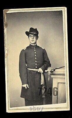 ID'd Civil War Soldier BLOOD STAIN 1860s CDV Photo Tax Stamp Illinois