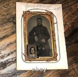 ID'd Civil War Soldier + Gem Tintype of Wife 20th Maine Infantry / Gettysburg