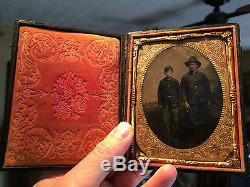 ID'd Civil War Tintype Henry Bull 9th NYHA with friend 1/4 Plate