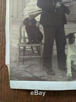 ID'd Civil War Veteran with Gun, GAR Medals and Named Dogs Large Albumen Photo