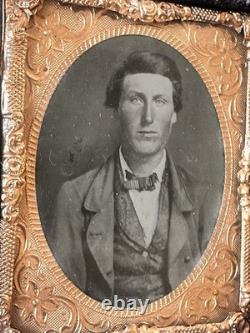ID'd Man in Patriotic Case Died of Measles Civil War 1/9 Tintype Photo Soldier