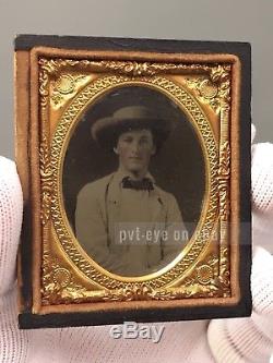 ID'd Man in Slouch Hat Southern Confederate Civil War Solider Tintype Photo