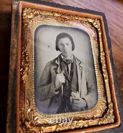 ID'd Texas Boy Joseph Young Roberts 1860s Civil War Era Tintype Photo