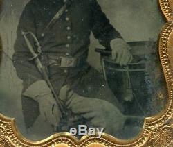 Identified 1/4 Plate Civil War Tintype Photograph, Drummer 9th NH New Hampshire