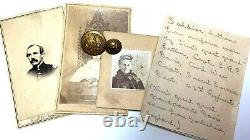 Identified Civil War Union officer Secret Service button lot + photos & letter
