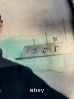 Incredible Hand-Painted Civil War Union Soldier Photo in Frame Ironclad WOW