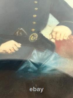 Incredible Hand-Painted Civil War Union Soldier Photo in Frame Ironclad WOW