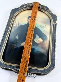 Incredible Hand-Painted Civil War Union Soldier Photo in Frame Ironclad WOW