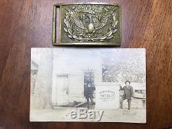 Inscribed 1851 Civil War Eagle Sword Buckle Arch Groom & Id'd Photo Postcard