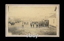 Interesting 1860s Outdoor Street Scene Civil War Soldiers