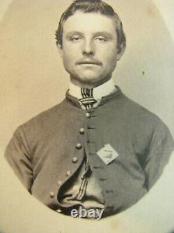 Iowa CIVIL War Private John Rath CDV Photo Wearing His 15th Corp Badge