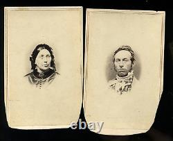 Kansas Pioneer F. Haskell & Wife 1860s cdv photos Leavenworth Photographer Rare