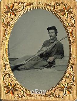 Killer civil war soldier tintype 1/4 plate