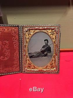 Killer civil war soldier tintype 1/4 plate