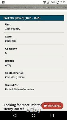 Known Michigan 14th Civil War Soldier tintype OTS Eb Cornet (Bugle Saxhorn) 9th