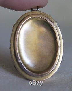 LG Antique Civil War Era 10Kt Gold Pearl Etruscan Mourning Photo Locket Necklace