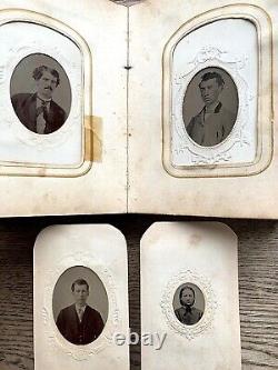 LOADED with 35 TINTYPE PHOTOS Album 1860 -70 Civil War NY & NH Worrall & Holstein