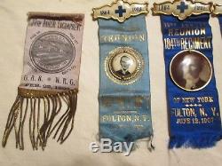 LOOK! LOT OF 16 OF CIVIL WAR REUNION RIBBONS / BADGES ID'd SOLDIER PHOTOS 184th