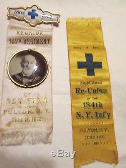 LOOK! LOT OF 16 OF CIVIL WAR REUNION RIBBONS / BADGES ID'd SOLDIER PHOTOS 184th