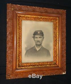 Large 16x20 Confederate Civil War Soldier Charcoal Portrait Gilt Victorian Frame
