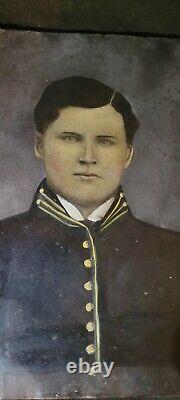 Large 8x6 Civil War 1860's Union Cavalry Soldier Tintype withColor Tone Photo@ES