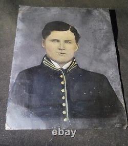 Large 8x6 Civil War 1860's Union Cavalry Soldier Tintype withColor Tone Photo@ES