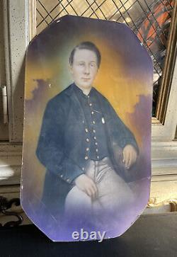 Large Antique Union Soldier Man Picture Civil War Portrait Scary Spooky Picture