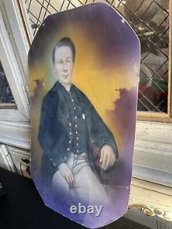 Large Antique Union Soldier Man Picture Civil War Portrait Scary Spooky Picture