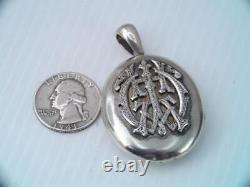 Large CIVIL War Era Sterling Silver Ornate Photo Locket Pendant