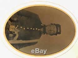 Large Civil War Tintype Photo Union Soldier With Gun/Tinted Amazing Tintype