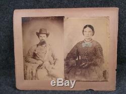 Large Confederate Soldier and Wife Cabinet Card Photograph Civil War Image