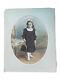 Large Oval Civil War Period Hand Colored Photo, Small Child Portrait 22@18 In