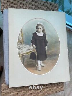 Large oval civil war period HAND COLORED PHOTO, SMALL CHILD PORTRAIT 22@18 In