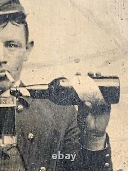 Late 1880s Civil War Reunion Tintype Native American Soldier With White Soldier