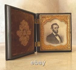 Lincoln CIVIL War CDV In A. P. Critchlow 1/6 Union Case Blank Ruby Ambrotype Plat